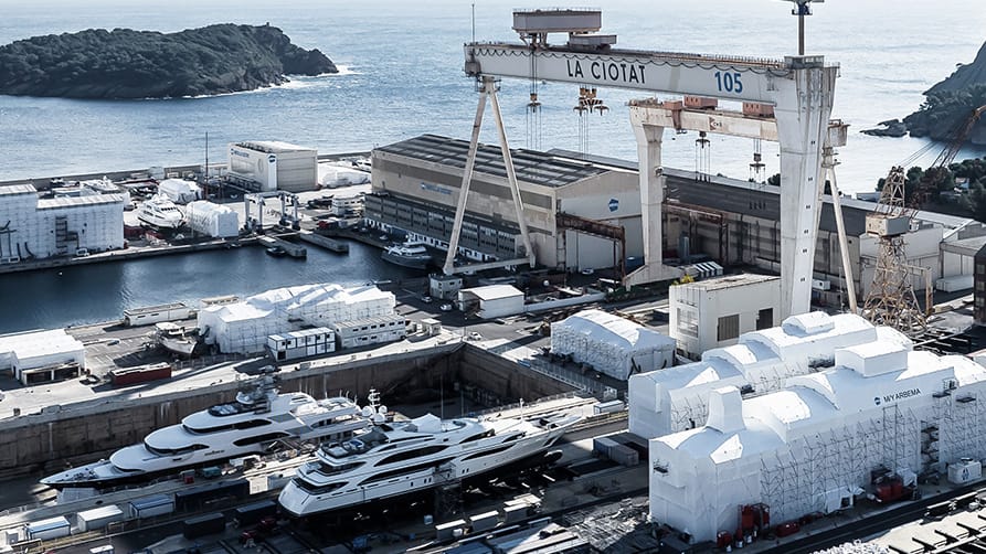 One of Edmiston's yacht shipyards for yacht refits