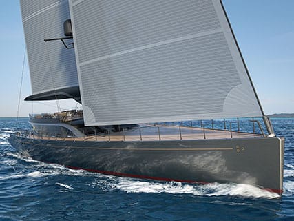 Perini Navi's 47m classic custom-made yacht, available for sale.