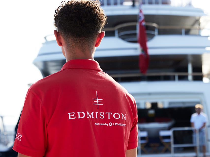 Edmiston tender driver arriving onboard Ahpo yacht at the Monaco Yacht Show