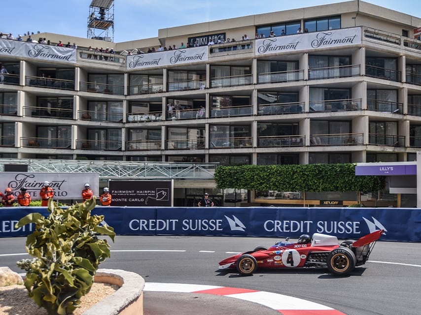 Platinum VIP Terrace view of the racetrack, available as part of a Monaco F1 yacht package