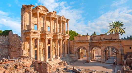 The Library of Celsus a cultural must-visit during your Mediterranean superyacht charter.