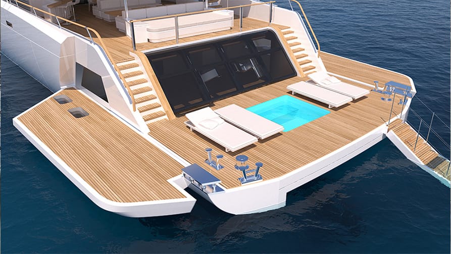 A customized superyacht pool deck, inspired by Edmiston's yacht buying guide.