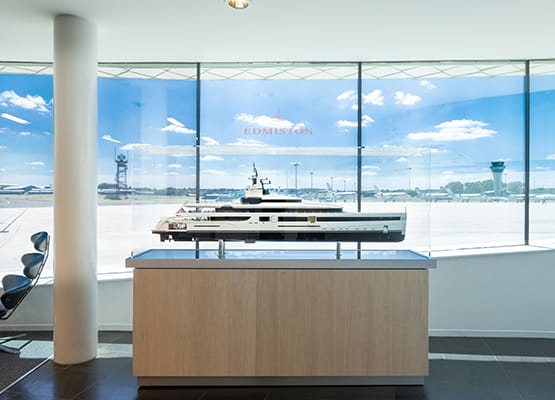 A luxury travel package provided by Farnborough Airport and Edmiston yacht charter services
