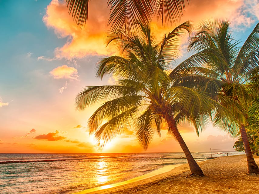 A sunset in the caribbean, one of the most luxurious yacht charter destinations