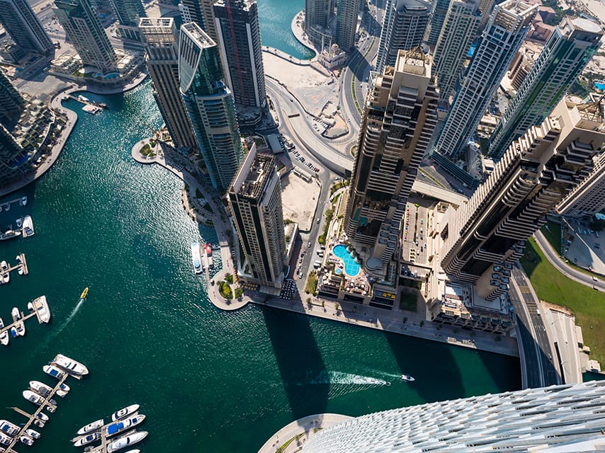 Dubai Marina view at the Dubai international boat show