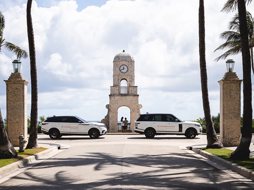 Edmiston chauffeured cars arriving at palm beach international boat show