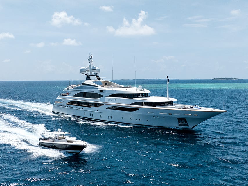Edmiston's Jaguar superyacht at the MYBA yacht show