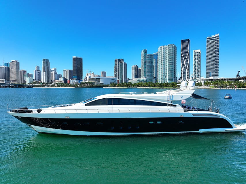 Venture yacht on the water at the miami boat show location
